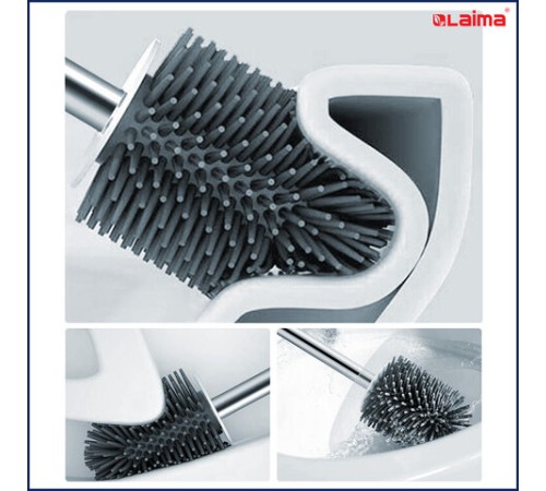 Ершик для унитаза силиконовый STANDART TYPE (овальный) напольный, с пинцетом, LAIMA, 608132