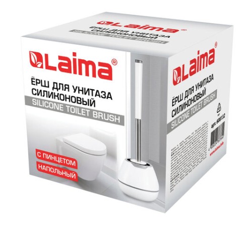 Ершик для унитаза силиконовый STANDART TYPE (овальный) напольный, с пинцетом, LAIMA, 608132