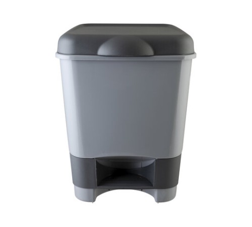 Ведро мусорное с педалью 20 литров, 43х33х33 см, цвет серый/графит, 428-СЕРЫЙ, 434280165
