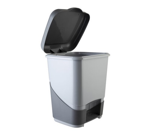 Ведро мусорное с педалью 20 литров, 43х33х33 см, цвет серый/графит, 428-СЕРЫЙ, 434280165
