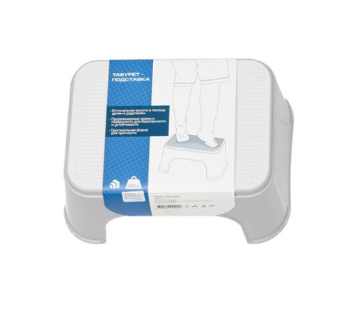 Стремянка-табурет-подставка 1 ступень, пластиковая, 16х34х26 см, нагрузка 200 кг, серый/бежевый, 434150065