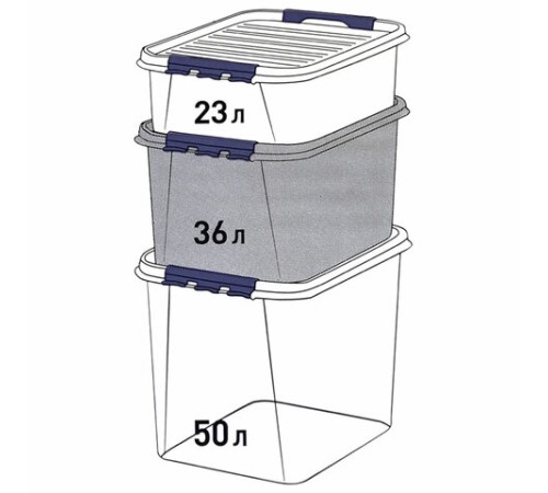 Ящик-контейнер 36 л с КРЫШКОЙ НА ЗАЩЕЛКАХ 