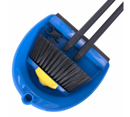 Совок для мусора + щетка, рукоятки 80 см пластик, синий, 