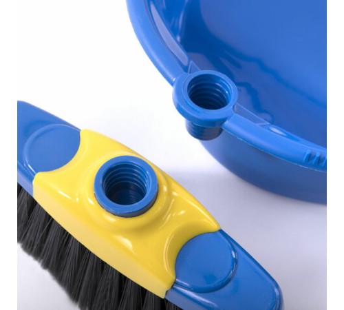 Совок для мусора + щетка, рукоятки 80 см пластик, синий, 