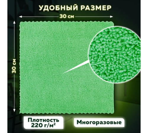 Салфетки из МИКРОФИБРЫ 30х30 см, КОМПЛЕКТ 8 шт., ULTRASONIC COLOUR HACCP, 220 г/м2, LAIMA HOME, 608225