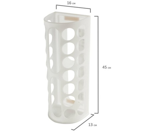 Держатель контейнер корзина XL для пакетов, мешков, бахил, 45х16х13 см, комплект крепежа, PREMIUM, 608283