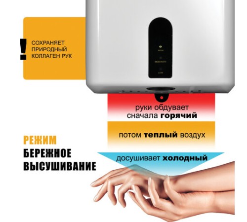 Сушилка для рук PUFF-8810, 1200 Вт, пластик, белая, 1401.376