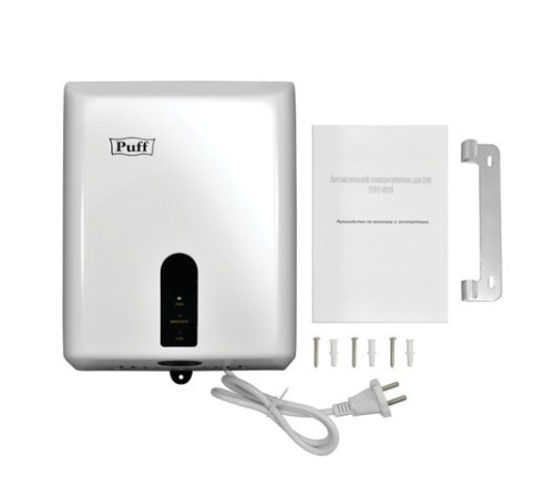 Сушилка для рук PUFF-8810, 1200 Вт, пластик, белая, 1401.376