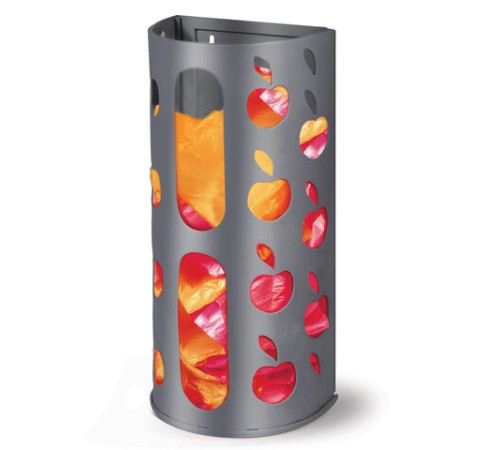 Держатель контейнер корзина APPLE для пакетов, мешков, бахил, 37,5х16х13 см, графит, LAIMA, 608367