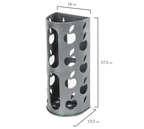 Держатель контейнер корзина APPLE для пакетов, мешков, бахил, 37,5х16х13 см, графит, LAIMA, 608367