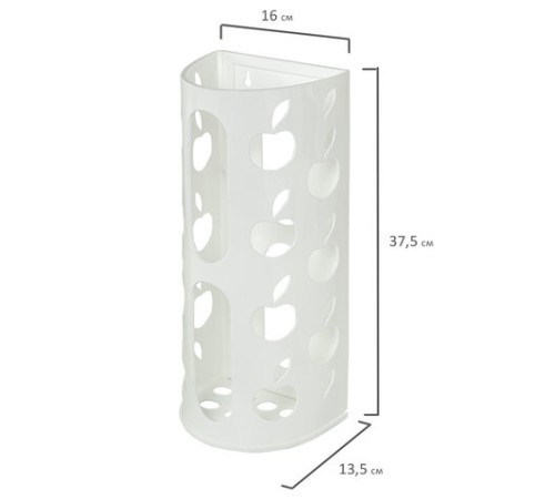 Держатель контейнер корзина APPLE для пакетов, мешков, бахил, 37,5х16х13 см, белый, LAIMA, 608368