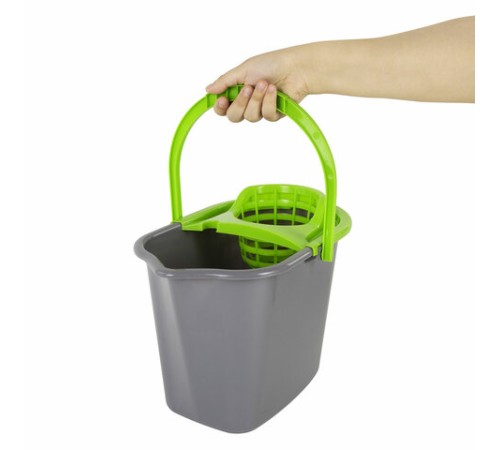 Ведро 10 л для уборки КОМПЛЕКТ с ОТЖИМОМ для веревочных и ленточных МОПов, 24х35х24 см, YORK, 70020