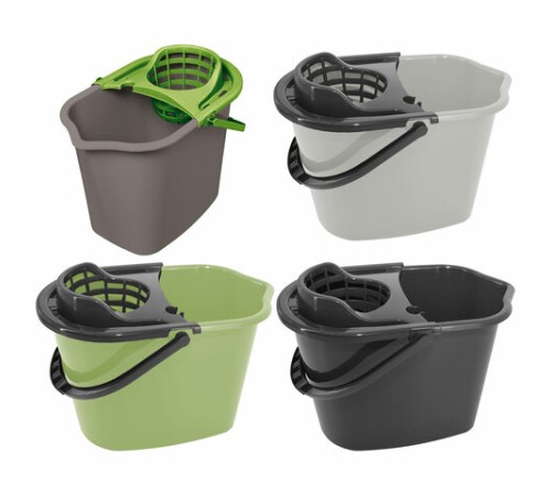 Ведро 10 л для уборки КОМПЛЕКТ с ОТЖИМОМ для веревочных и ленточных МОПов, 24х35х24 см, YORK, 70020