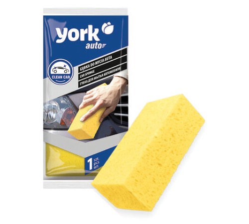 Губка XXL для мытья автомобиля и уборки, 21х11х6,5 см, ПОЛИУРЕТАНОВАЯ, плотность 18 кг/м3, YORK, 12010