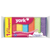 Губки для посуды 10х7х3 см, КОМПЛЕКТ 7 шт., MAXI, поролон с абразивным слоем, COLOR, YORK, 30180