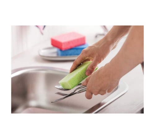 Губки для посуды 10х7х3 см, КОМПЛЕКТ 7 шт., MAXI, поролон с абразивным слоем, COLOR, YORK, 30180