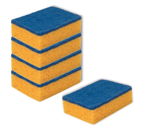 Губки для посуды 10х7,5х3 см, КОМПЛЕКТ 5 шт., MAXI, поролон с абразивным слоем, PREMIUM, YORK, 30300