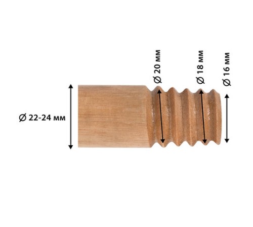 Черенок рукоятка для уборочного инвентаря 120 см, еврорезьба, деревянный (ЭВКАЛИПТ) лакированный, d=2,2 см, YORK, 91280