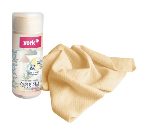 Салфетка из PVA ГУБЧАТАЯ 43х32 см, ЧУДО в ТУБЕ 3D-СУПЕРВПИТЫВАЮЩАЯ, желтая, 730 г/м2, YORK, 24030