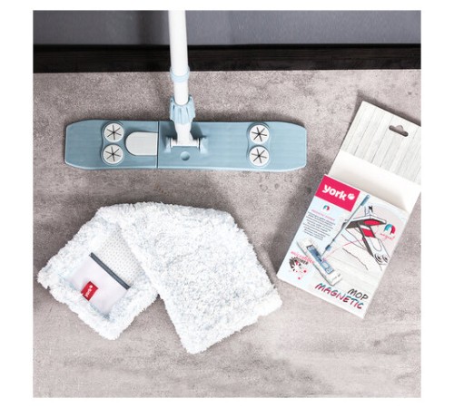 Швабра с флаундером 40 см с насадкой МОП, черенок 85-145 см, насадка МОП (608413), YORK 