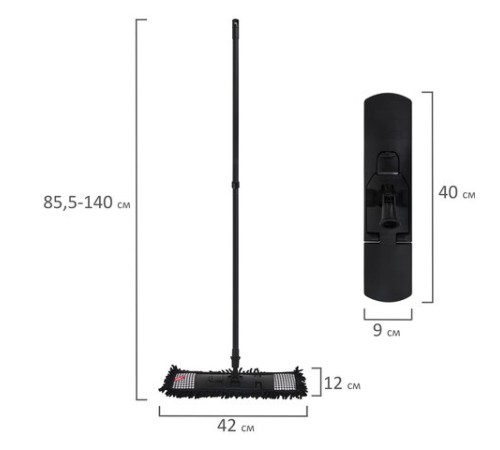 Швабра с флаундером 40 см с насадкой МОП, черенок 85-140 см, насадка МОП (608414), YORK 