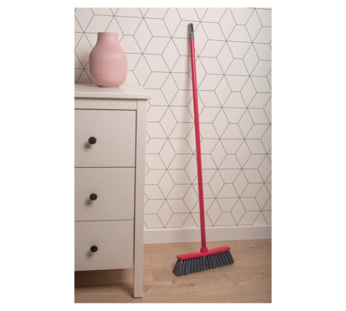 Щетка для уборки с черенком 110 см в сборе, ширина 35 см, щетина 8 см, пластик, еврорезьба, YORK, 51040