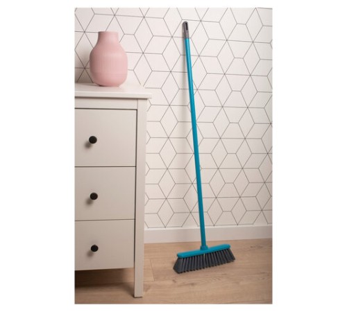 Щетка для уборки с черенком 110 см в сборе, ширина 35 см, щетина 8 см, пластик, еврорезьба, YORK, 51040