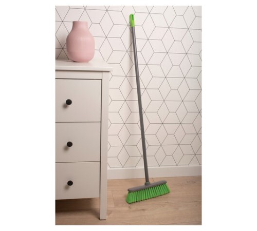 Щетка для уборки с черенком 110 см в сборе, ширина 35 см, щетина 8 см, пластик, еврорезьба, YORK, 51040