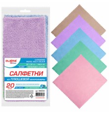 Салфетки из МИКРОФИБРЫ ПЛЮШЕВОЙ 30х30 см, КОМПЛЕКТ 20 шт., PASTEL, ассорти, 250 г/м2, LAIMA HOME, 608444
