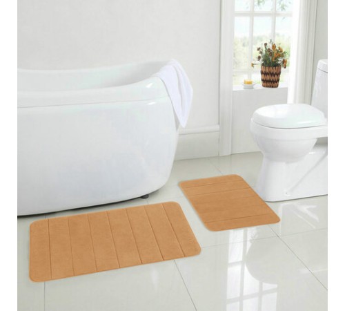 Комплект ковриков MEMORY EFFECT для ванной 50х80 см и туалета 40х60 см, персиковый, LAIMA HOME, 608447