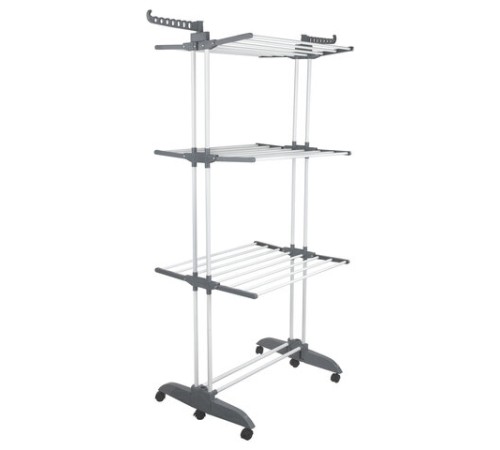 Сушилка напольная для белья раскладная МНОГОФУНКЦИОНАЛЬНАЯ, 3 уровня, на колесах, 