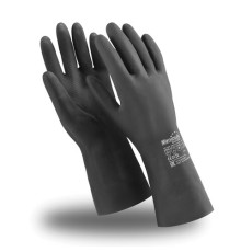 Перчатки неопреновые MANIPULA ХИМОПРЕН, хлопчатобумажное напыление, К80/Щ50, размер 8-8,5, M (средний), черные, CG-973