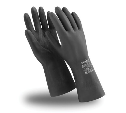 Перчатки неопреновые MANIPULA ХИМОПРЕН, хлопчатобумажное напыление, К80/Щ50, размер 10-10,5, XL (очень большой), черные, CG-973
