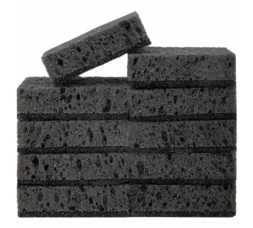 Губки для посуды 9,8х6,6х3 см, КОМПЛЕКТ 10 шт., SQUARE BLACK, КРУПНОПОРИСТЫЙ поролон с абразивным слоем, LAIMA, 608648
