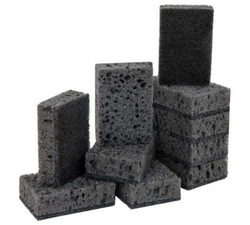 Губки для посуды 9,8х6,6х3 см, КОМПЛЕКТ 10 шт., SQUARE BLACK, КРУПНОПОРИСТЫЙ поролон с абразивным слоем, LAIMA, 608648