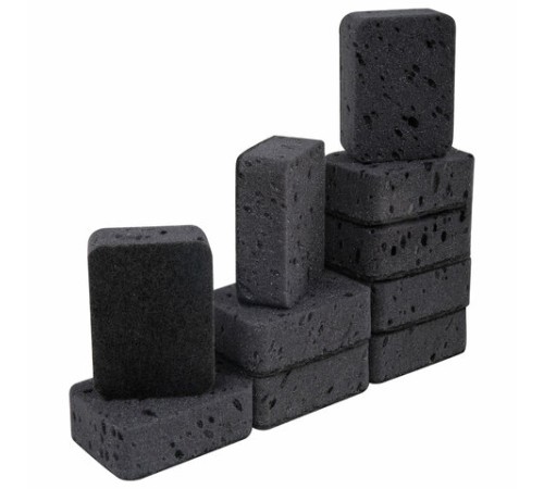 Губки для посуды 9,5х7х3,5 см, КОМПЛЕКТ 10 шт., BIG BLACK, КРУПНОПОРИСТЫЙ поролон с абразивным слоем, LAIMA, 608650