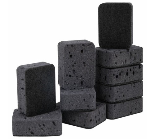 Губки для посуды 9,5х7х3,5 см, КОМПЛЕКТ 10 шт., BIG BLACK, КРУПНОПОРИСТЫЙ поролон с абразивным слоем, LAIMA, 608650