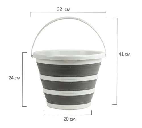 Ведро складное силиконовое 10 литров круглое d=32 см для дома, дачи и авто, LAIMA Home, 608668