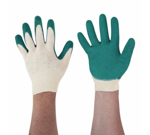 Перчатки хлопчатобумажные износостойкие ОДИНАРНЫЙ облив, 13 класс, КОМПЛЕКТ 100 ПАР, LAIMA ЛЮКС, 608672