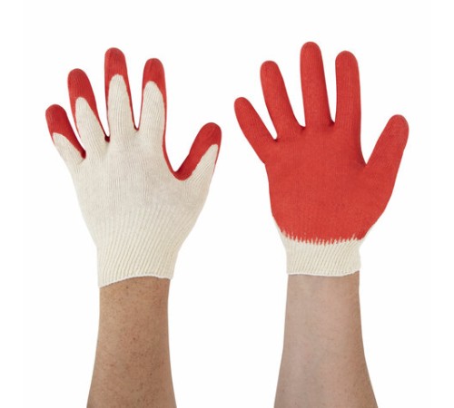 Перчатки хлопчатобумажные износостойкие ОДИНАРНЫЙ облив, 13 класс, КОМПЛЕКТ 100 ПАР, LAIMA ЛЮКС, 608672