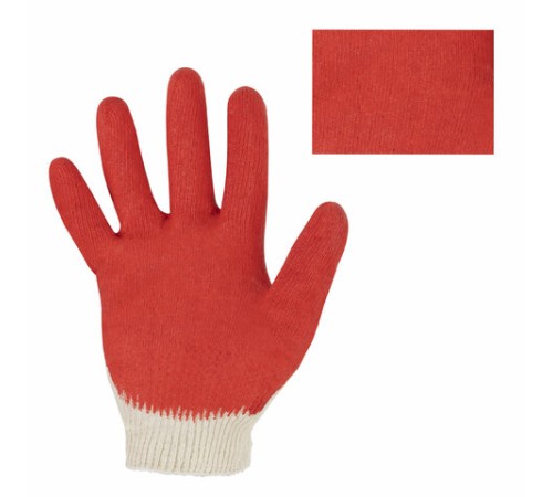 Перчатки хлопчатобумажные износостойкие ОДИНАРНЫЙ облив, 13 класс, КОМПЛЕКТ 100 ПАР, LAIMA ЛЮКС, 608672