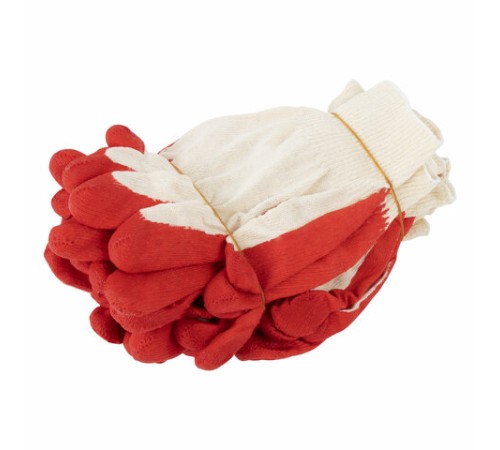 Перчатки хлопчатобумажные износостойкие ОДИНАРНЫЙ облив, 13 класс, КОМПЛЕКТ 100 ПАР, LAIMA ЛЮКС, 608672