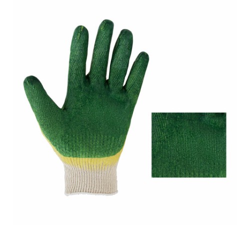 Перчатки хлопчатобумажные износостойкие ДВОЙНОЙ облив, 13 класс, КОМПЛЕКТ 100 ПАР, LAIMA ЛЮКС, 608673