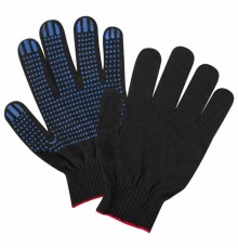 Перчатки хлопчатобумажные, КОМПЛЕКТ 100 ПАР, 10 класс, 40-42 г, 116 текс, ПВХ-точка, LAIMA ЛЮКС ЧЕРНЫЕ, 608677