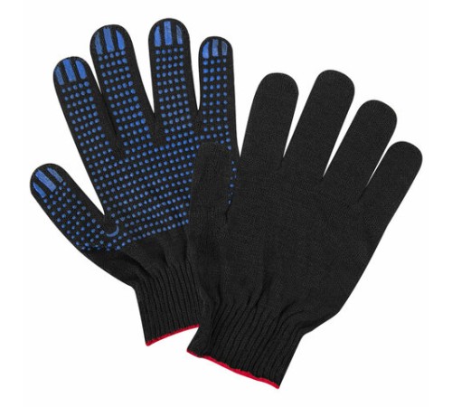 Перчатки хлопчатобумажные, КОМПЛЕКТ 100 ПАР, 10 класс, 40-42 г, 116 текс, ПВХ-точка, LAIMA ЛЮКС ЧЕРНЫЕ, 608677