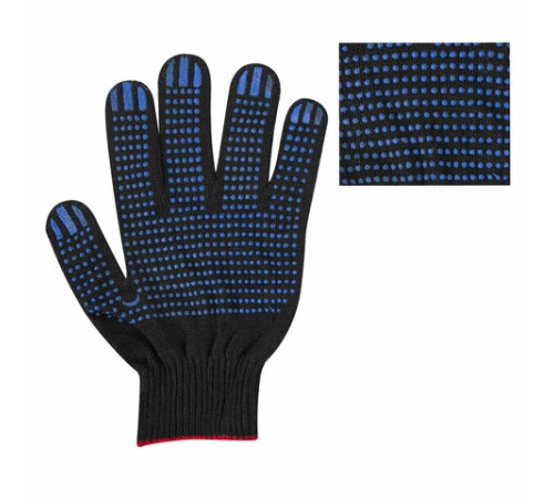 Перчатки хлопчатобумажные, КОМПЛЕКТ 100 ПАР, 10 класс, 40-42 г, 116 текс, ПВХ-точка, LAIMA ЛЮКС ЧЕРНЫЕ, 608677