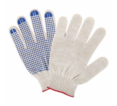 Перчатки хлопчатобумажные, КОМПЛЕКТ 100 пар, 10 класс, 40-42 г, 116 текс, ПВХ-точка, LAIMA ЛЮКС, БЕЛЫЕ, 608678
