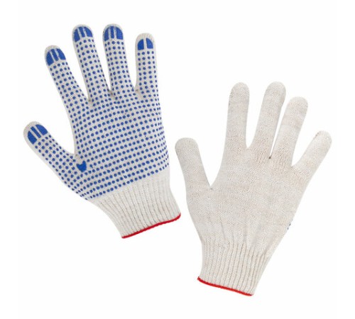Перчатки хлопчатобумажные, КОМПЛЕКТ 100 пар, 10 класс, 40-42 г, 116 текс, ПВХ-точка, LAIMA ЛЮКС, БЕЛЫЕ, 608678