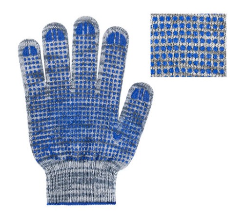 Перчатки хлопчатобумажные плотные, КОМПЛЕКТ 100 ПАР, 10 класс, 50-52 г, 133 текс, ПВХ-точка LAIMA ЛЮКС 2, СЕРЫЕ, 608679