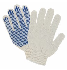Перчатки хлопчатобумажные эконом, КОМПЛЕКТ 100 пар, 10 класс, 26-28 г, 83 текс, С ПВХ, LAIMA ЭКОНОМ, БЕЛЫЕ, 608680